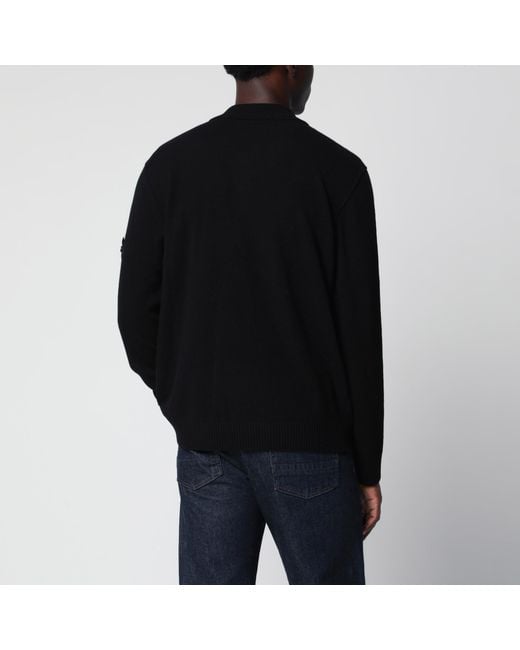 Stone Island Black Wool Polo Sweater for men