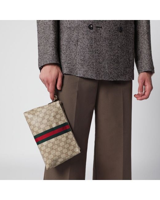 Gucci Black Small Gg Pouch With Web Ribbon for men
