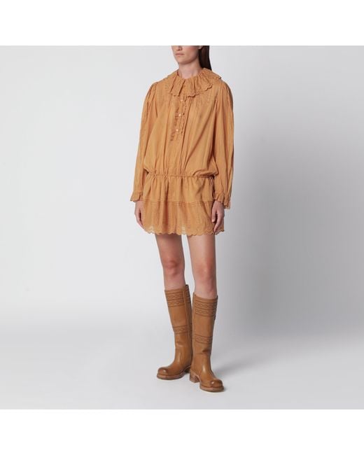 Isabel Marant Brown Lenora Caramel-Colored Cotton Dress