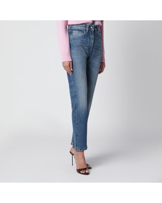 Versace Blue High-Waisted Straight-Leg Cotton Jeans