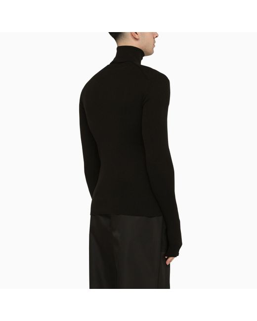 Prada Black Slim-fit Cotton Roll Neck Jumper for men