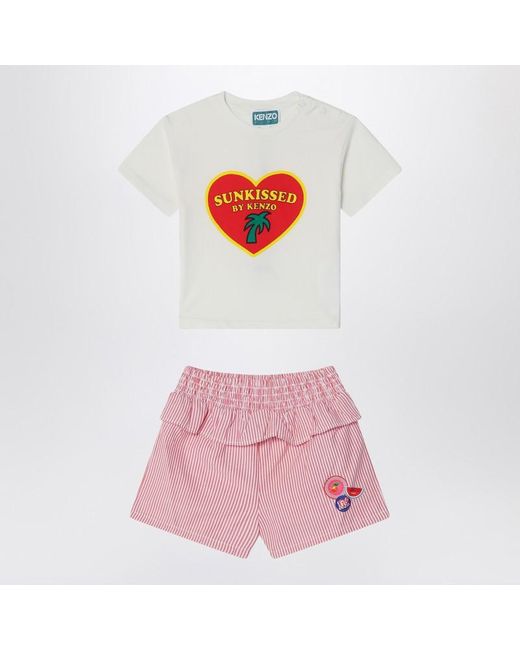 KENZO Pink Weiß/Roter Zweiteiler Aus Baumwolle