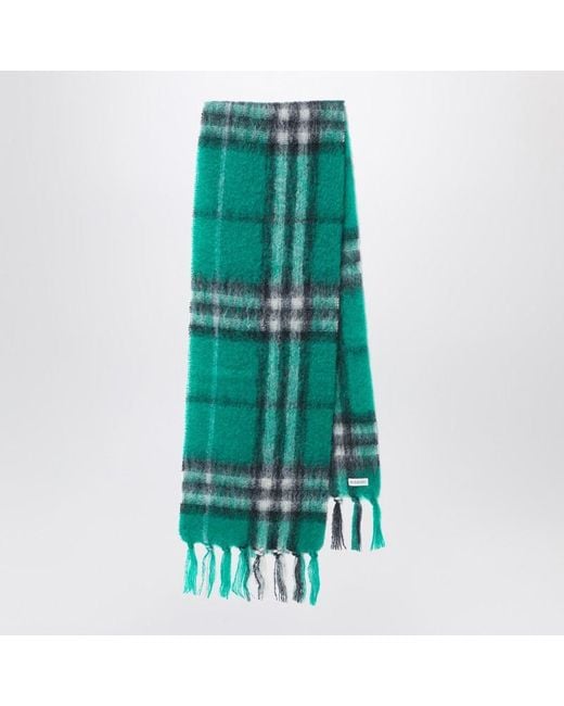 Sciarpa in lana e mohair check di Burberry in Green da Uomo