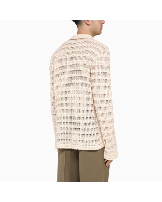 Séfr Natural Cream-coloured Cotton Knit Yasu Shirt for men