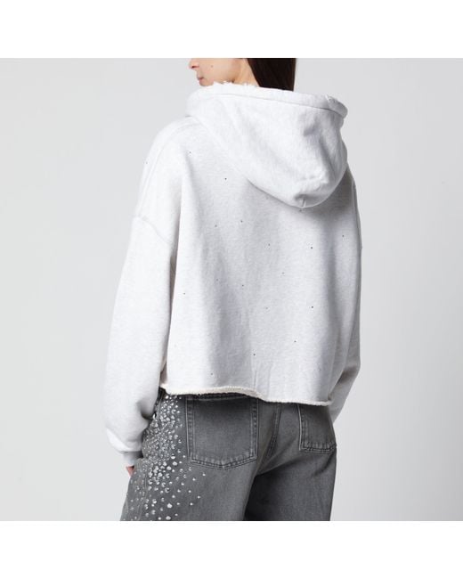 Golden Goose Deluxe Brand Gray Star Cropped Oversized Cotton Hoodie