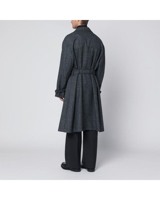 Dolce & Gabbana Black Wool Double-Breasted Coat for men