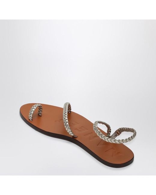 Manebí Brown Platinum Leather Thong Sandals With Ring