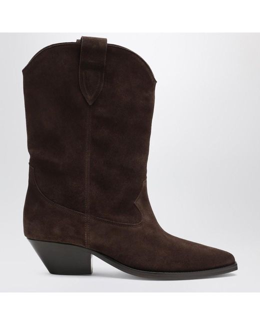 Stivale cowboy duerto chocolate in suede di Isabel Marant in Brown
