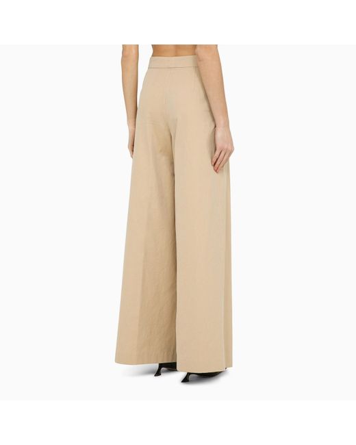 Dries Van Noten Natural Cotton Wide Pleated Trousers