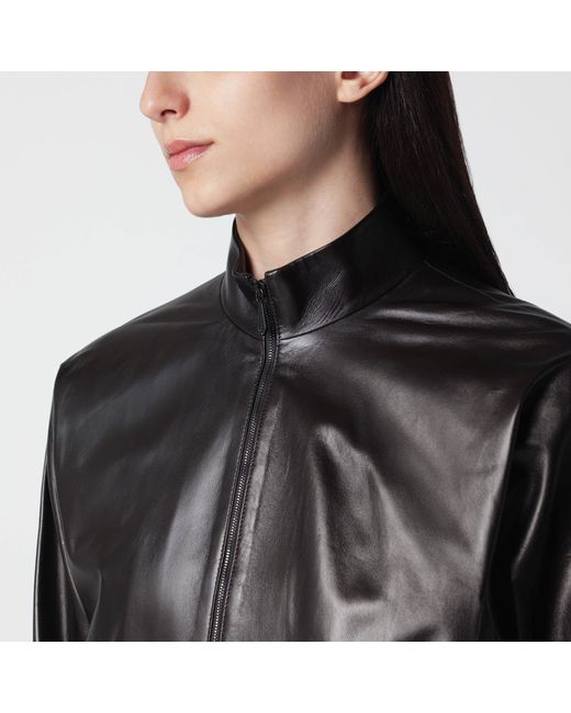 Gucci Black Soft Nappa Leather Bomber Jacket