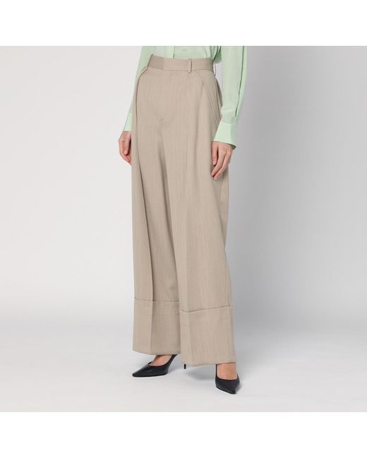 Victoria Beckham Natural Wide Mandarin Colour Pants