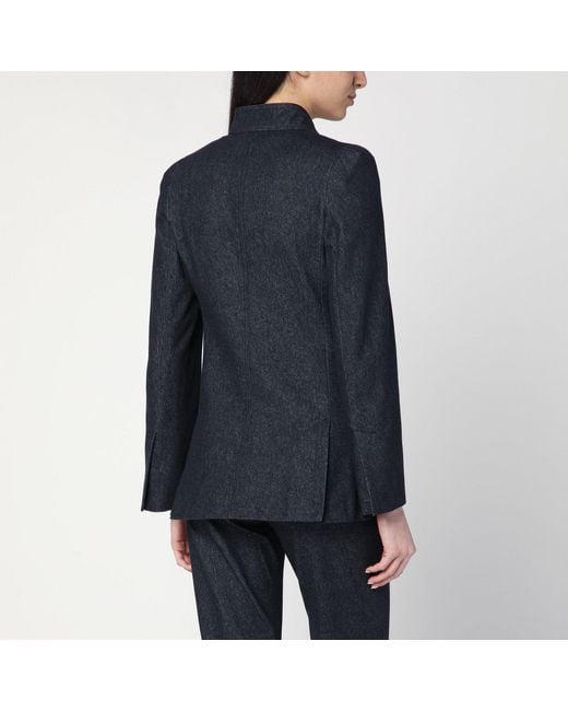 Max Mara Blue Midnight Jacket In Cotton Denim Effect