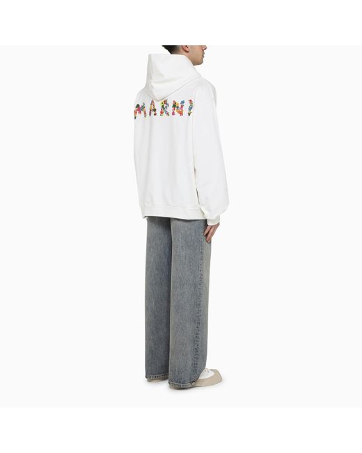 Marni White Hoodie With Logo for men