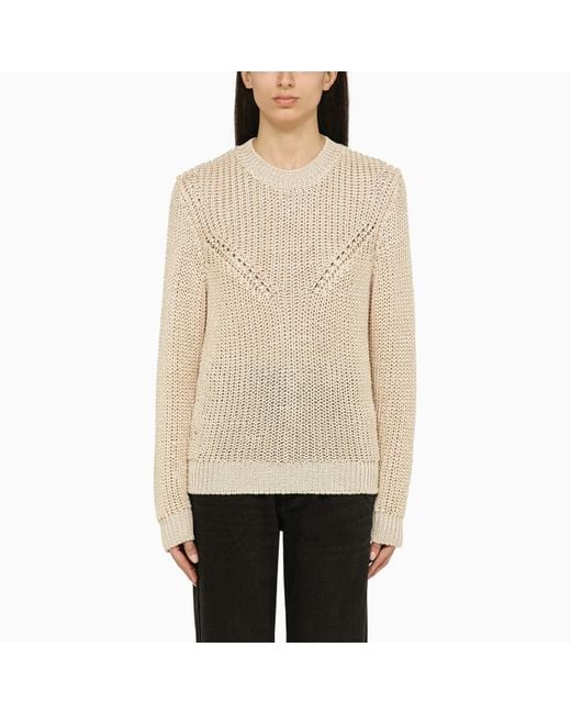 Isabel Marant Natural Recycled Polyester Ecru Crew Neck Jumper