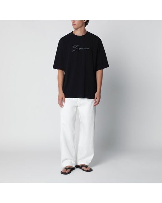 Jacquemus Black Cotton-Blend Logo T-Shirt for men