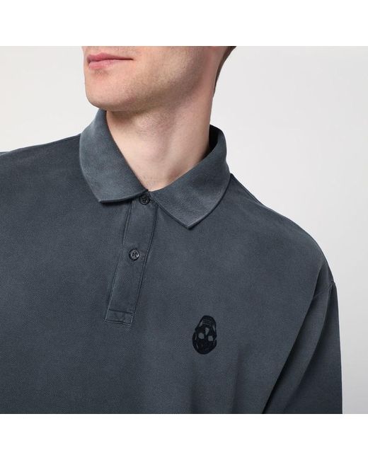 Polo nera effetto slavato in cotone di Alexander McQueen in Blue da Uomo