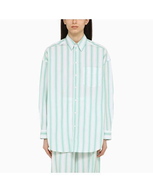 Margaux Lonnberg Blue Wenders Striped Cotton Shirt