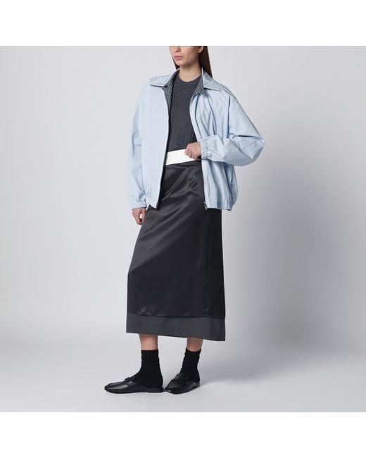 Prada Blue Reversible Light Jacket With Check Pattern