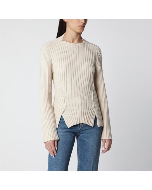 Victoria Beckham Natural Ribbed Sweater