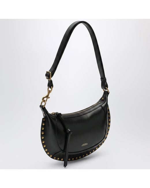 Isabel Marant Black Oskan Moon Studded Calfskin Leather Bag