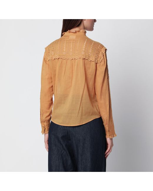 Isabel Marant Blue Lonzie Caramel Cotton Shirt