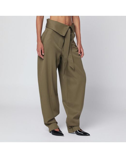 The Attico Green Military Gabardine Trousers