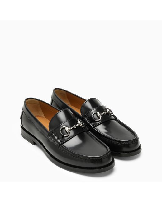 Gucci Black Leather Loafer With Horsebit for men