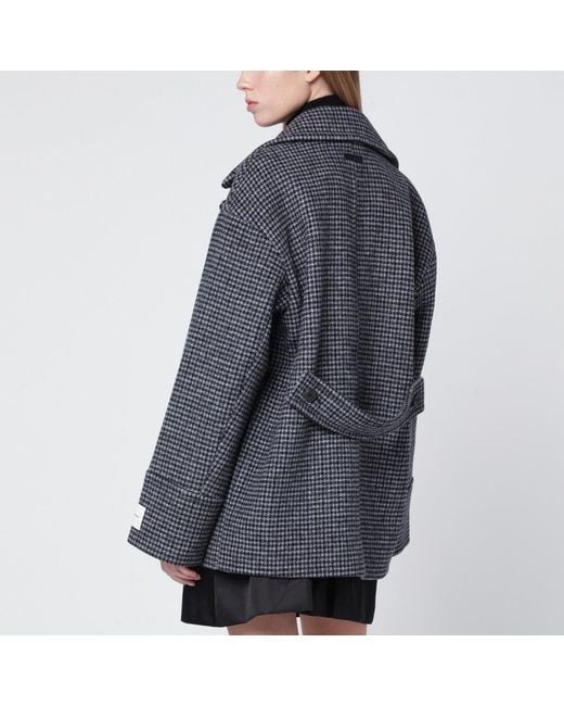 Calvin Klein Blue Doublebreasted Houndstooth Coat