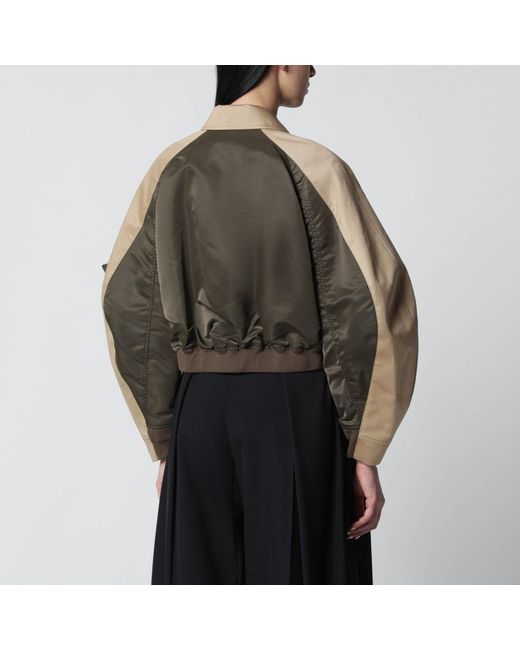 Sacai Brown Khaki/ Nylon Zip Jacket