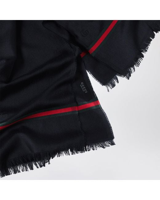 Gucci Blue Midnight Wool And Silk Stole for men