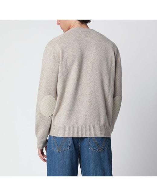 Bottega Veneta Gray Greige Mélange Cashmere-Blend Cardigan for men
