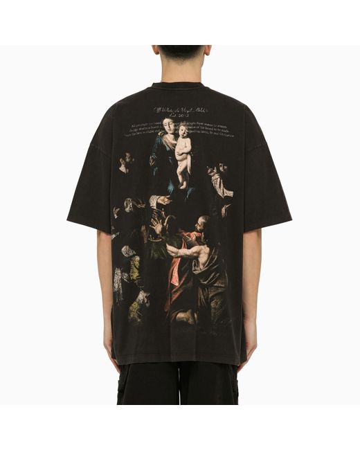 Off-White c/o Virgil Abloh Black Off- Caravaggio Mery Print T-Shirt for men