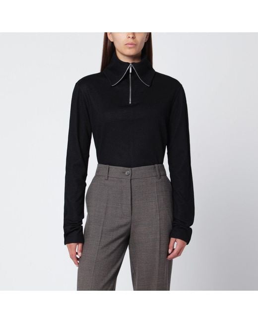 Entire studios Black Wool Zip-Collar Top