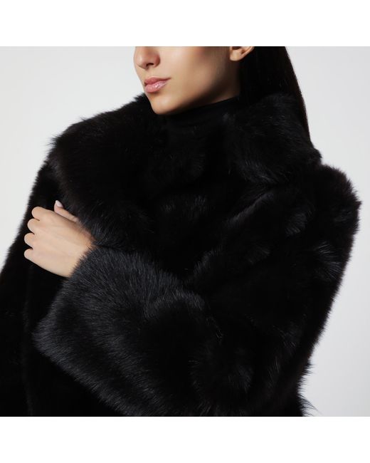 Blancha Black Short Chocolate Fur Jacket