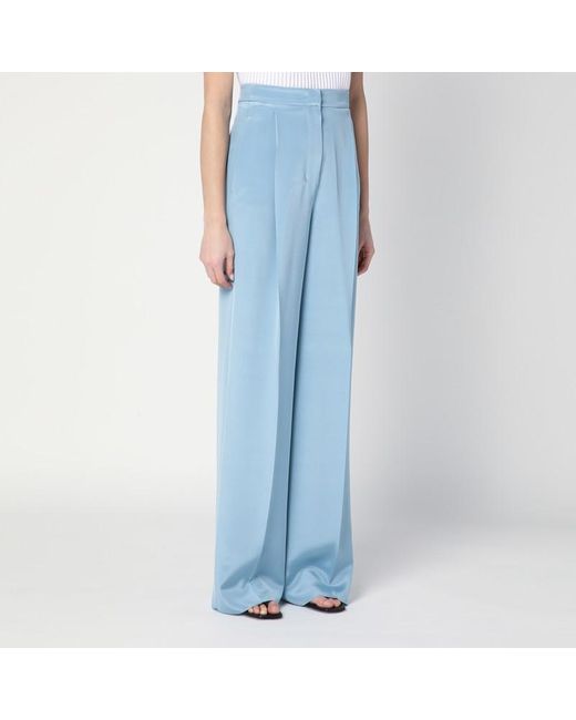 Max Mara Blue Weite Hellblaue Hose Aus Seide