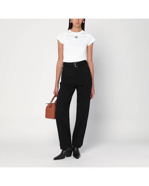 T-Shirt Blanc En Coton Mélangé Avec Logo Anagram Loewe en coloris White