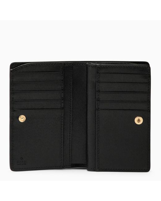 Gucci Black Leather Wallet With Zip And Logo