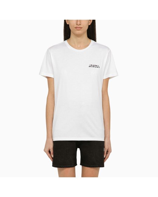 Isabel Marant White Cotton Crew Neck T Shirt With Logo