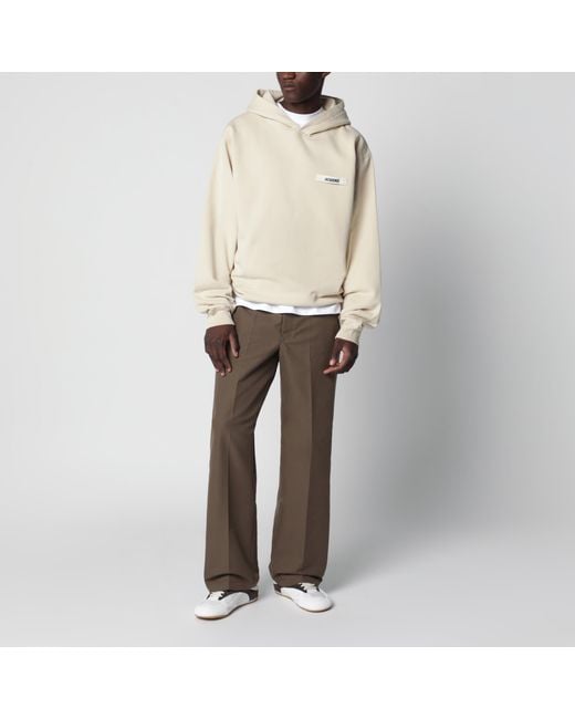 Jacquemus Natural Hoodie With Grosgrain Logo for men