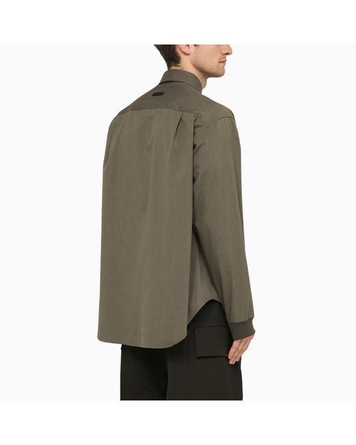 Fear Of God Green Cotton And Wool Oxford Shirt Olive for men