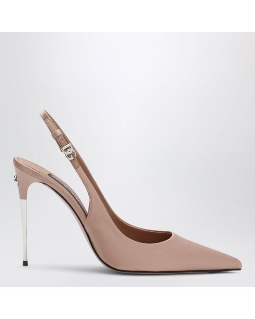 Dolce & Gabbana Pink Dolce&Gabbana Satin Slingback With Dg Logo