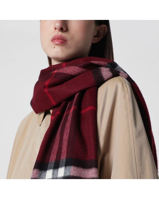 Burberry Red Scarf With Check Pattern
