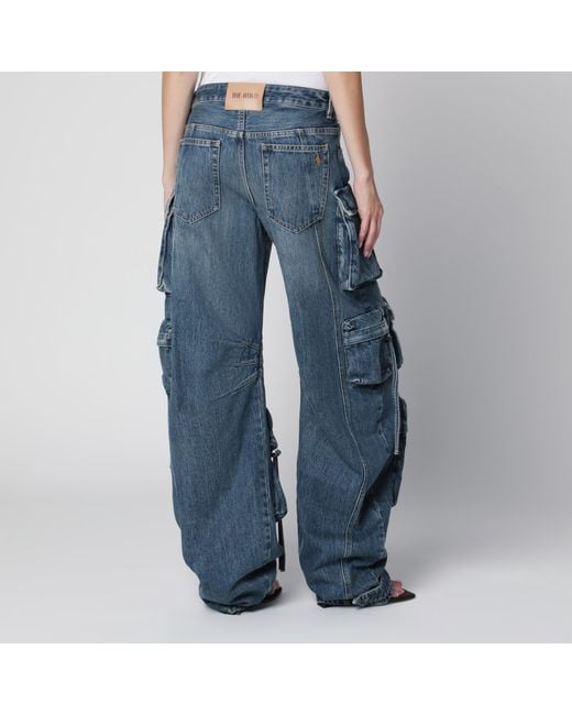 The Attico Blue Fern Washed Cargo Trousers