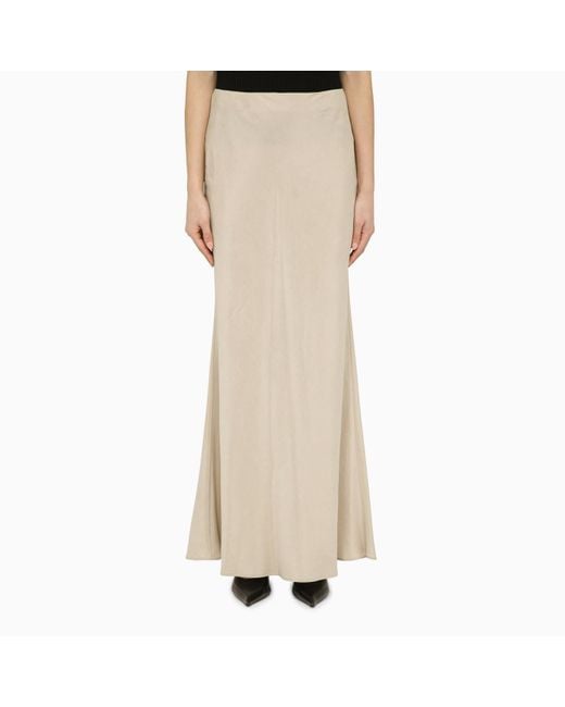 Max Mara Natural Long Beige Linen-blend Skirt