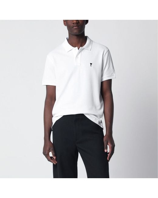 AMI White Ami De Coeur Polo Shirt for men