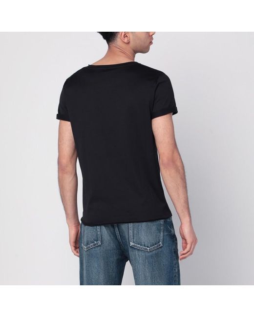 T-shirt girocollo nera con stampa logo di Saint Laurent in Black da Uomo