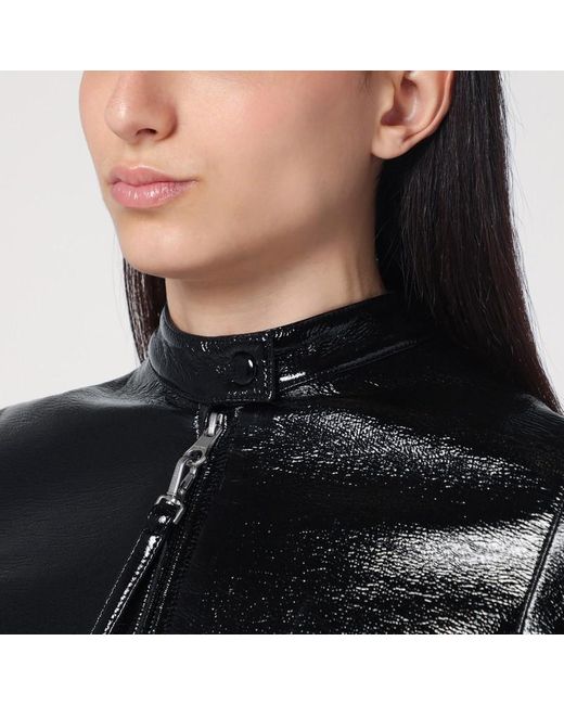 Giacca con zip nera lucida di Courreges in Black