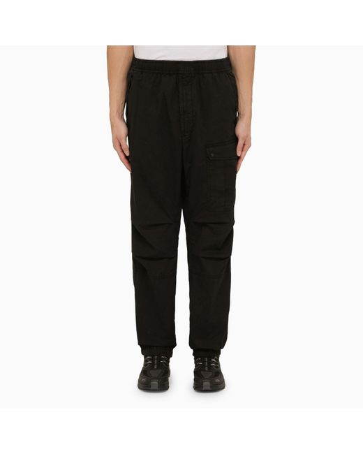 Stone Island Black Cargo Trousers In Cotton for men
