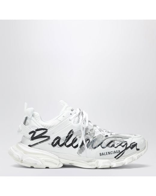 Balenciaga White Track Signature Sneakers for men