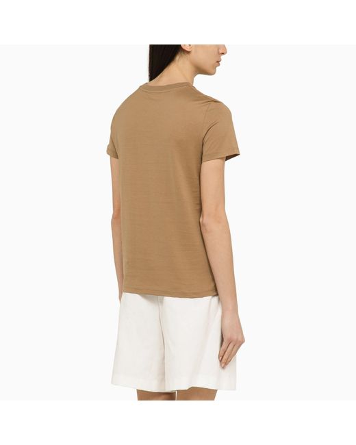 Max Mara Brown Clay-coloured Cotton T-shirt With Logo